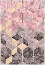 Wilton-matto - Brendola (vaaleanpunainen/harmaa/kulta)