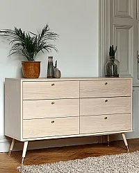 Pukeutuja - Prime - 6 lådor (valkotammi)