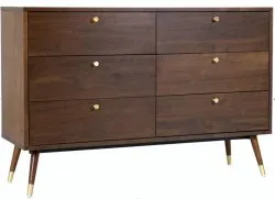 Pukeutuja - Prime - 6 drawers (pähkinä/messinki)
