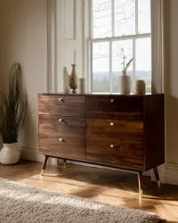 Pukeutuja - Prime - 6 drawers (pähkinä/messinki)