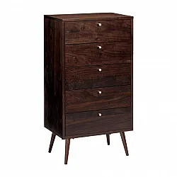 Pukeutuja - Prime - 5 lådor (pähkinä/messinki)