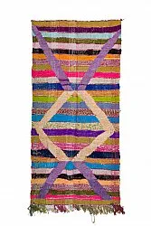 Marokkolainen Kilim matto Boucherouite 125 x 265 cm