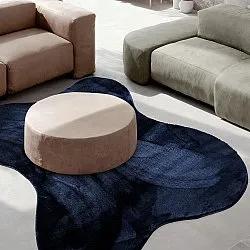 Epäsymmetrinen Aaltokuvioinen Ryijymatto - Aranga Super Soft Fur (tummansininen)