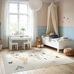 Lastenmatto - Animal Map (beige)
