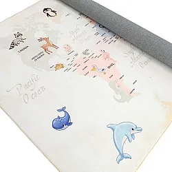 Lastenmatto - Animal Map (beige)