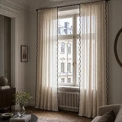 Verhot 2 kpl - Puuvillaverho Yrsa (vaalea beige)