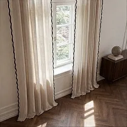 Verhot 2 kpl - Puuvillaverho Yrsa (vaalea beige)