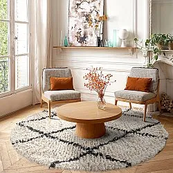 Pyöreät matot - Alcott Natural Cotton Shaggy (musta/valkoinen)