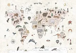Lastenmatto - Kids World Map (beige)