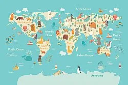 Lastenmatto - World Map (sininen/multi)