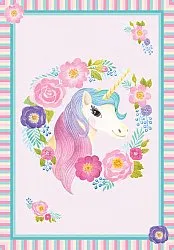 Lastenmatto - Unicorn Flowers (vaaleanpunainen)