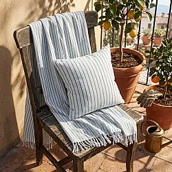 Viltit - Rumi stripe cotton throw (vaaleansininen/tummansininen/kermanvärinen)