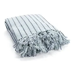 Viltit - Rumi stripe cotton throw (vaaleansininen/tummansininen/kermanvärinen)