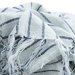 Viltit - Rumi stripe cotton throw (vaaleansininen/tummansininen/kermanvärinen)