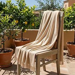 Viltit - Puuvillaplaid - Martina Stripe (beige/valkoinen)