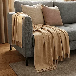 Viltit - Puuvillaplaid - Martina Stripe (beige/valkoinen)