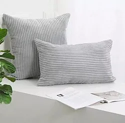 Tyynyliina - Striped Velvet 50 x 50 cm (harmaa)