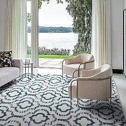 Shaggy Indoor-Outdoor - Trenton (valkoinen/sininen)