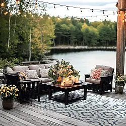 Shaggy Indoor-Outdoor - Trenton (valkoinen/sininen)