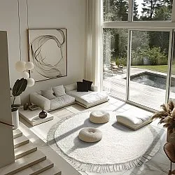 Pyöreä matot - Alba Natural Cotton Shaggy (valkoinen)