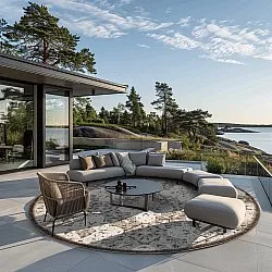 Pyöreä matot - Indoor/Outdoor Hampton (harmaa)