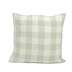 Tyynyliina - Isela check cotton cushion cover (kermanvärinen/vaaleanvihreä)