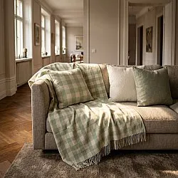 Tyynyliina - Isela check cotton cushion cover (kermanvärinen/vaaleanvihreä)