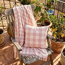 Tyynyliina - Isela check cotton cushion cover (kermanvärinen/pinkki)