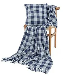 Tyynyliina - Isela check cotton cushion cover (tummansininen/vaaleansininen)