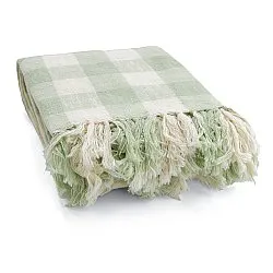 Viltit - Isela check cotton throw (kermanvärinen/vaaleanvihreä)