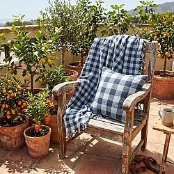 Viltit - Isela check cotton throw (tummansininen/vaaleansininen)