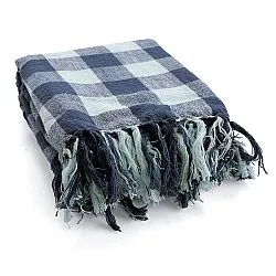 Viltit - Isela check cotton throw (tummansininen/vaaleansininen)