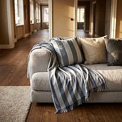 Tyynyliina - Kora stripe cotton cushion cover (tummansininen/vaaleansininen)