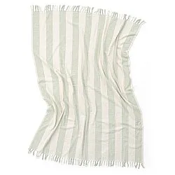 Viltit - Kora stripe cotton throw (kermanvärinen/vaaleanvihreä)