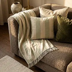 Viltit - Kora stripe cotton throw (kermanvärinen/vaaleanvihreä)