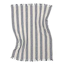 Viltit - Kora stripe cotton throw (kermanvärinen/tummansininen)