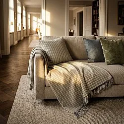 Tyynyliina - Rumi stripe cotton cushion cover (kermanvärinen/tummansininen/vaaleanvihreä)