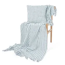 Tyynyliina - Rumi stripe cotton cushion cover (vaaleansininen/tummansininen/kermanvärinen)