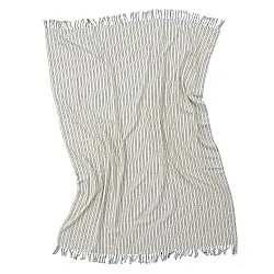 Viltit - Rumi stripe cotton throw (kermanvärinen/tummansininen/vaaleanvihreä)