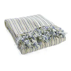 Viltit - Rumi stripe cotton throw (kermanvärinen/tummansininen/vaaleanvihreä)