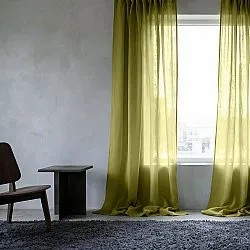 Verhot 2-pakkaus - Pellavasekoiteverho Lumira (vihreä)