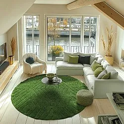 Pyöreä matot - Amberley Natural Cotton Shaggy (vihreä)