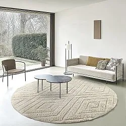 Pyöreä matot - Amberley Natural Cotton Shaggy (luonnonvalkoinen)