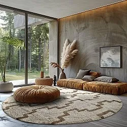 Pyöreä matot - Arlon Natural Cotton Shaggy (beige)
