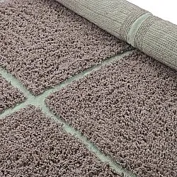 Pyöreä matot - Bellevue Natural Cotton Shaggy (taupe/vihreä)