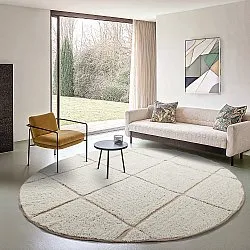 Pyöreä matot - Bellevue Natural Cotton Shaggy (luonnonvalkoinen/beige)