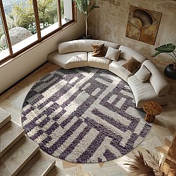 Pyöreä matot - Bergamo Natural Cotton Shaggy (harmaa/valkoinen)