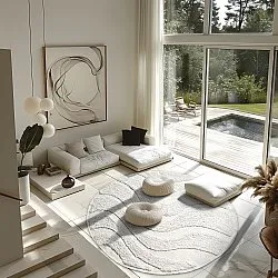 Pyöreä matot - Bonnie Natural Cotton Shaggy (offwhite)