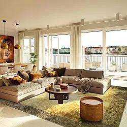 Wilton-matto - Campana (beige/keltainen)