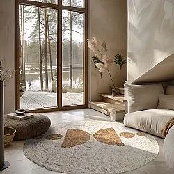 Pyöreä matot - Cervia Natural Cotton Shaggy (beige)